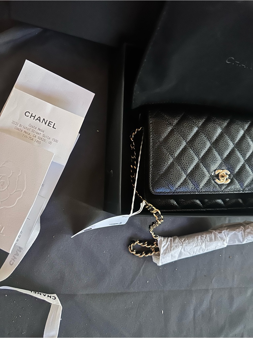Chanel Classic WOC Caviar Black Shoulder Bag with Gold Hardware